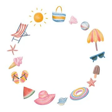 Summer beach icons frame design Stock Illustration