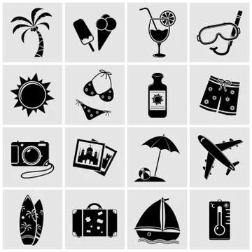 Summer &amp; beach icons Stock Illustration
