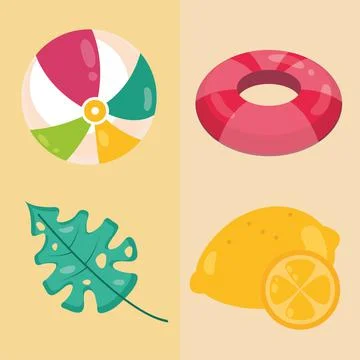 Summer beach icons Stock Illustration