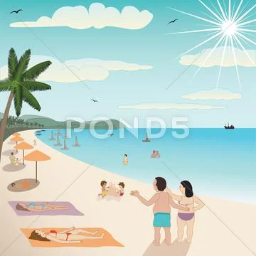 Summer beach Stock Illustration