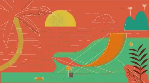 Summer Beach  Stock Illustration