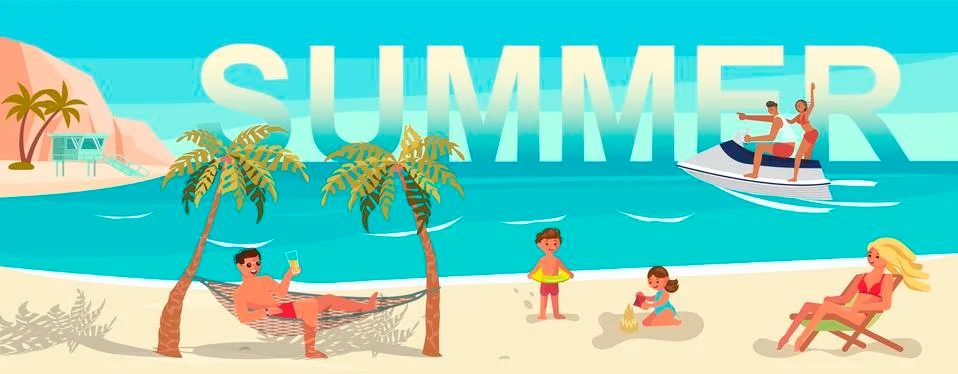 Summer beach landscape background Stock Illustration