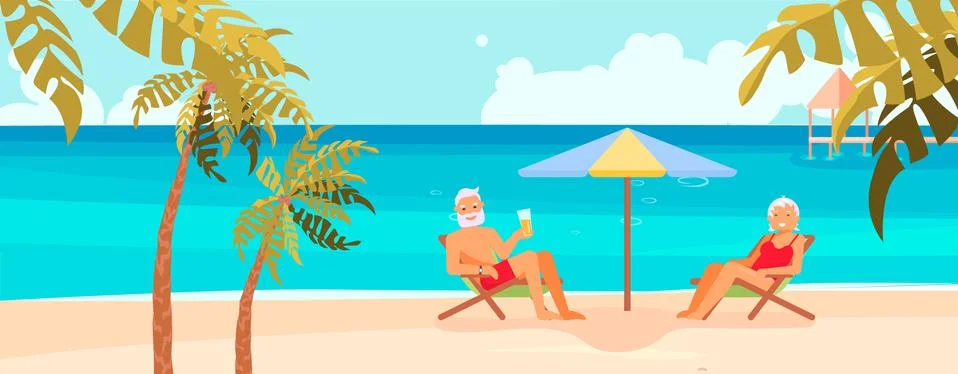 Summer beach landscape background Stock Illustration