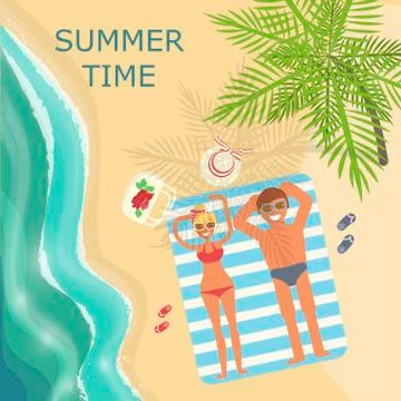 Summer beach landscape Stock Illustration