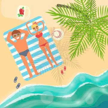 Summer beach landscape Stock Illustration