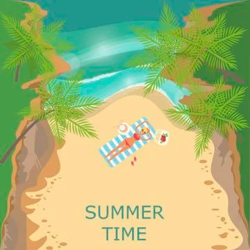 Summer beach landscape Stock Illustration