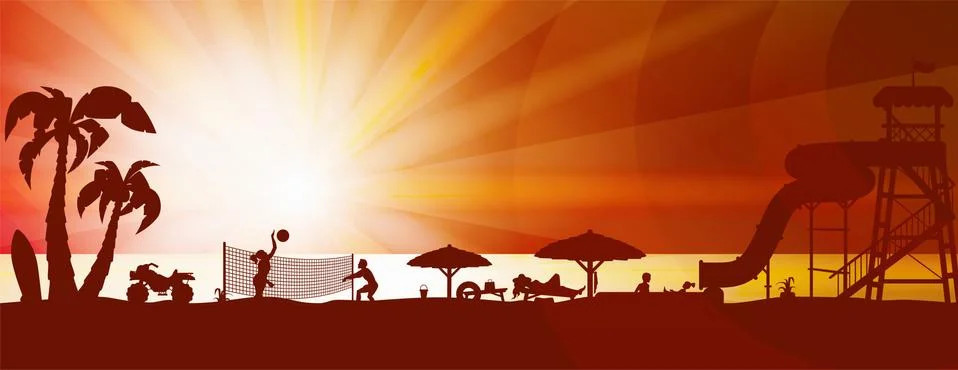 Summer Beach Landscape Stock Illustration