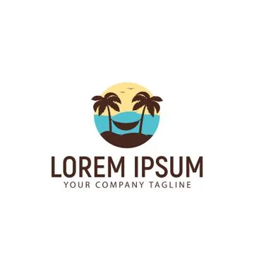 Summer beach logo design concept template Иллюстрация