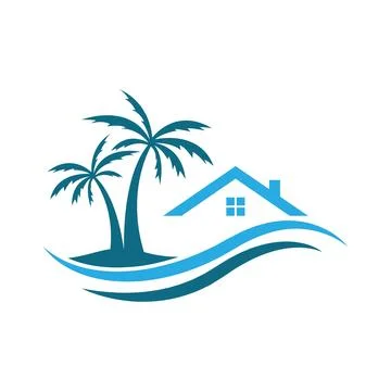 Summer beach logo design Illustrazione stock
