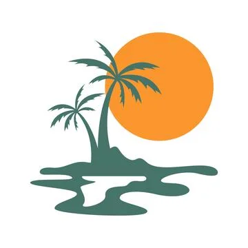 Summer beach logo design Illustrazione stock