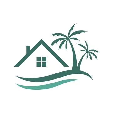 Summer beach logo design Illustrazione stock