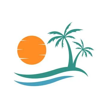 Summer beach logo design Illustrazione stock