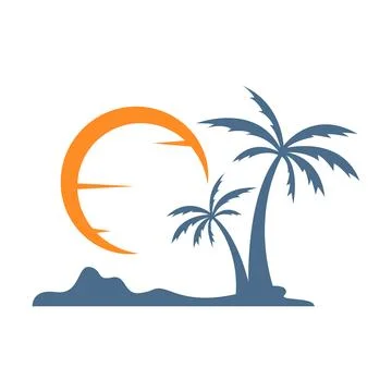 Summer beach logo design Illustrazione stock