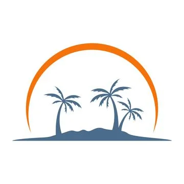 Summer beach logo design Illustrazione stock