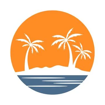 Summer beach logo design Illustrazione stock