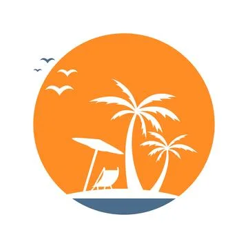 Summer beach logo design Stock Illustration