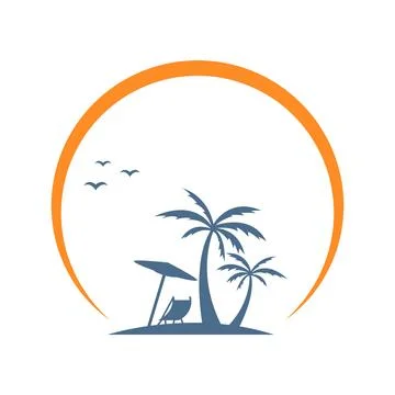 Summer beach logo design Illustrazione stock
