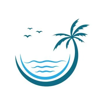 Summer beach logo design Illustrazione stock