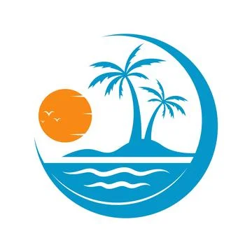 Summer beach logo design Illustrazione stock