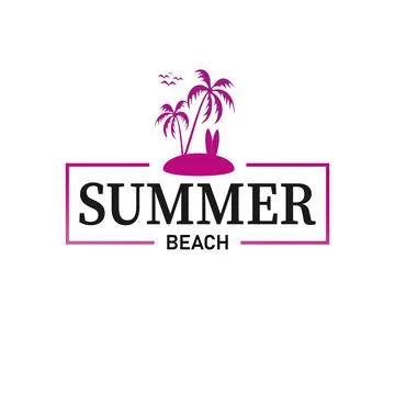 Summer beach logo vector illustration ON WHITE BACKGROUND ISOLATED Stock Illustration