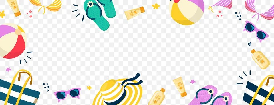 Summer beach objects on transparent background. Stock Illustration