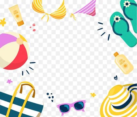 Summer beach objects on transparent background. Stock Illustration