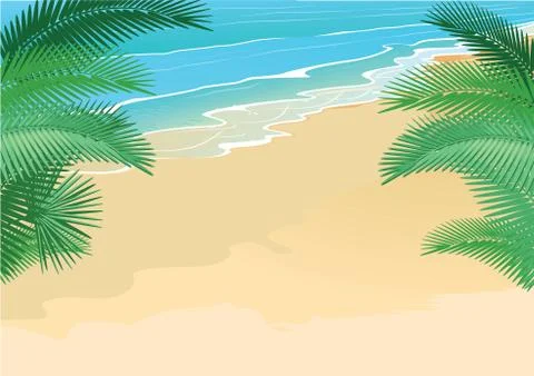 Summer, beach, palm trees Stock Illustration