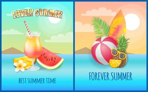Summer Beach Party Banner, Vector Placard Sample Illustrazione stock