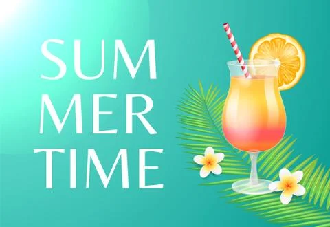 Summer Beach Party Banner, Vector Placard Sample Stock Illustration
