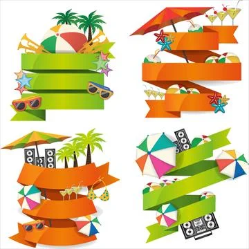 Summer beach party concept with empty banner Stock Illustration