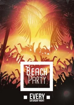 Summer Beach Party Flyer Template - Vector Illustration Illustrazione stock