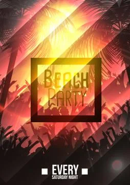Summer Beach Party Flyer Template - Vector Illustration Stock Illustration