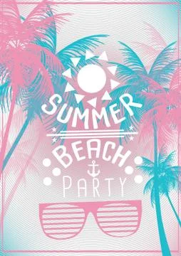 Summer Beach Party Flyer Template - Vector Illustration Stock Illustration