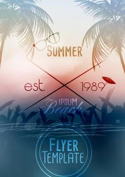 Summer Beach Party Flyer Template - Vector Illustration Stock Illustration