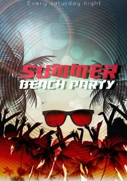 Summer Beach Party Flyer Template - Vector Illustration Stock Illustration