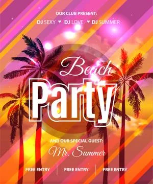 Summer Beach Party Flyer - Vector Design. EPS 10 Illustrazione stock