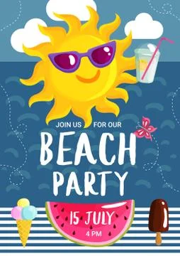 Summer Beach Party Poster Ilustración de archivo