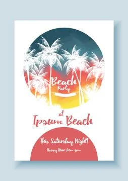 Summer Beach Party Poster Template - Vector Illustration Stock Illustration