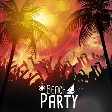 Summer Beach Party Poster - Vector Illustration Stock Illustration