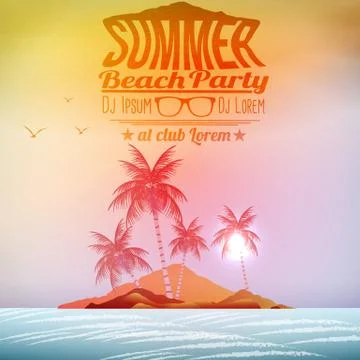 Summer Beach Party Poster - Vector Illustration Stock Illustration