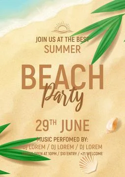 Summer beach party template poster Stock Illustration