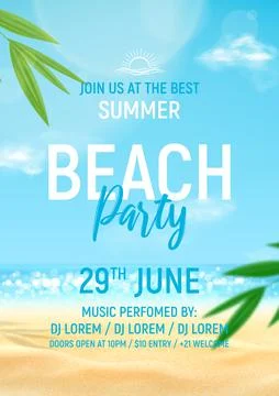 Summer beach party template poster Stock Illustration