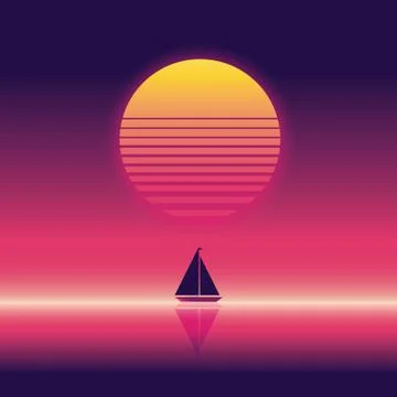 Summer beach party vector banner or flyer template. 80s retro neon glow style Stock Illustration