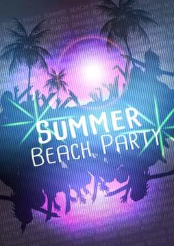 Summer Beach Party Vector Flyer - Vector Illustration Stock Illustration