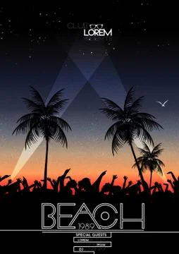 Summer Beach Party Vector Flyer - Vector Illustration Stock Illustration