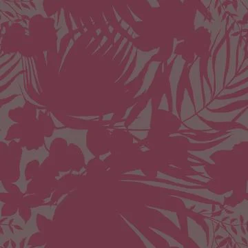 Summer beach pattern with silhouettes leaves palms and tropical plants Stock Illustration