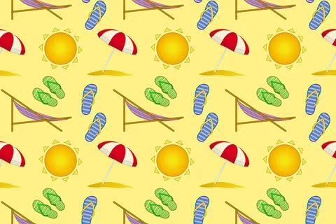 Summer Beach Pattern Vector Stock Illustration