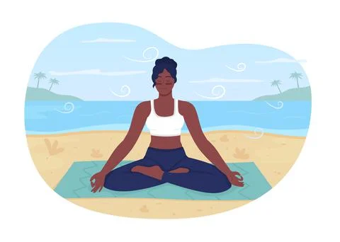 Summer beach relaxation 2D vector web banner, poster Stock Illustration