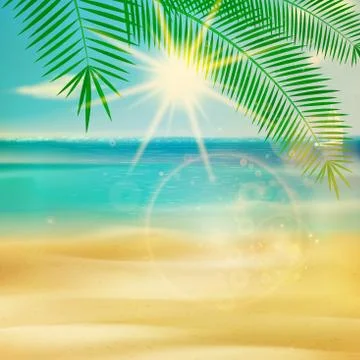 Summer beach in retro style. Stock Illustration