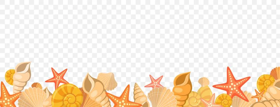 Summer beach sea shells border frame. Stock Illustration